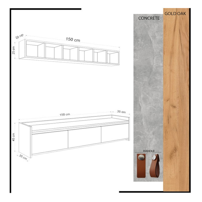 Hanah Home Mueble de TV Sleppa Roble y Blanco Hanah Home Mueble de TV Sleppa Roble y Blanco
